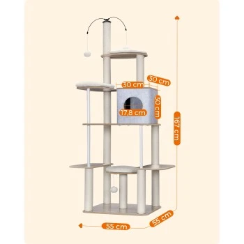 FEANDREA Kratzbaum 360° drehbare Plüschbälle – Bild 7