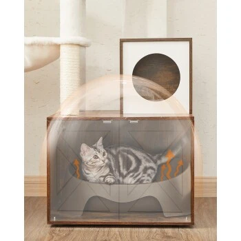 FEANDREA Kratzbaum Mit Katzentoilette Braun Braun – Bild 6