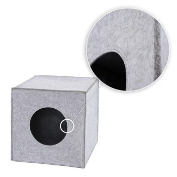 Lionto Katzenhöhle Aus Filz, Regalhöhle Hellgrau – Bild 6