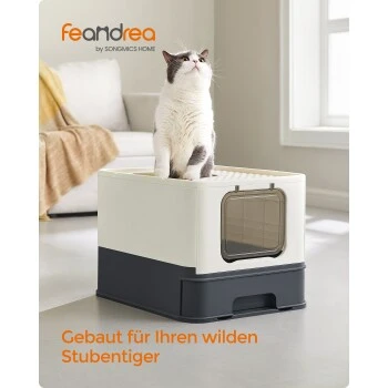 FEANDREA Katzentoilette, Mit Deckel Schwarz – Bild 2