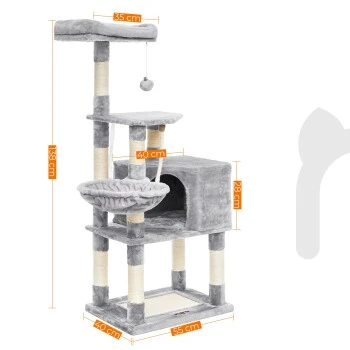 FEANDREA Kletterbaum 138cm Hellgrau Hellgrau – Bild 4