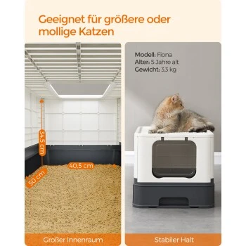 FEANDREA Katzentoilette, Mit Deckel Schwarz – Bild 7