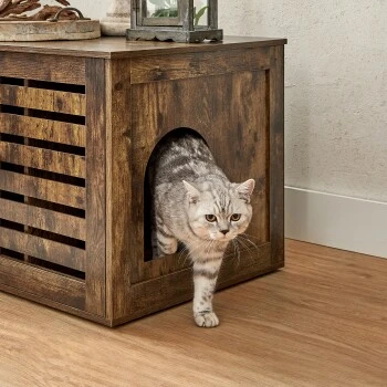 FEANDREA Katzenklo Mit Tür Vintagebraun – Bild 4