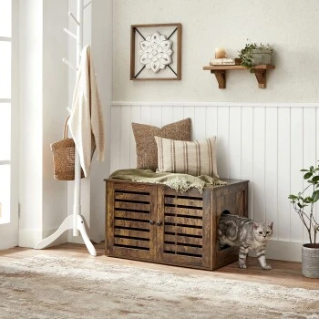 FEANDREA Katzenklo Mit Tür Vintagebraun – Bild 6