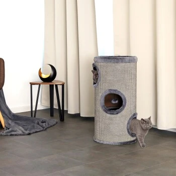 Lionto 70cm Kratztonne Mit Sisal Kratzturm Grau – Bild 2