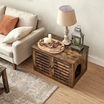 FEANDREA Katzenklo Mit Tür Vintagebraun – Bild 9