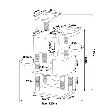 Lionto Kratzbaum, Höhe 145 Cm Hellgrau – Bild 7
