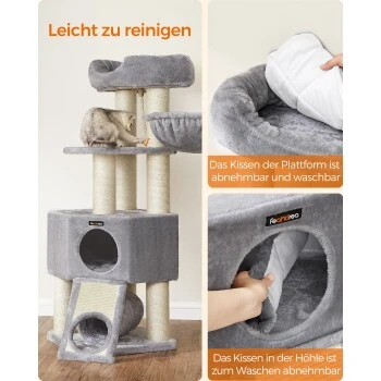 FEANDREA Großer Kratzbaum Schwarz Beige/ Grau – Bild 9