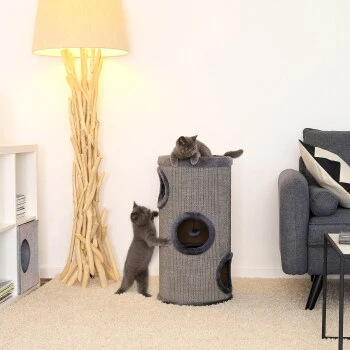 Lionto 70cm Kratztonne Mit Sisal Kratzturm Grau – Bild 3