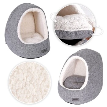 Lionto Katzenhöhle Mit Wendekissen Hellgrau – Bild 4