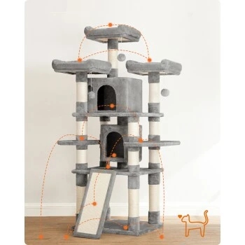 FEANDREA Katzenbaum 172cm Hellgrau Hellgrau – Bild 9