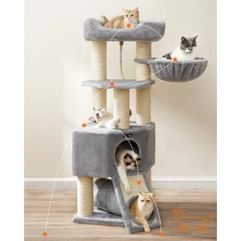 FEANDREA Großer Kratzbaum Schwarz Beige/ Grau – Bild 7